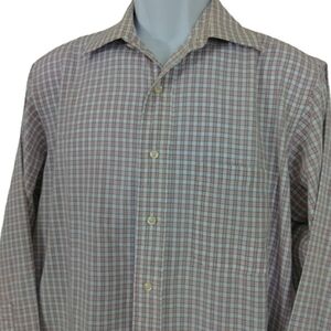 Izod Menswear Cotton Plaid Button Down Shirt Medium